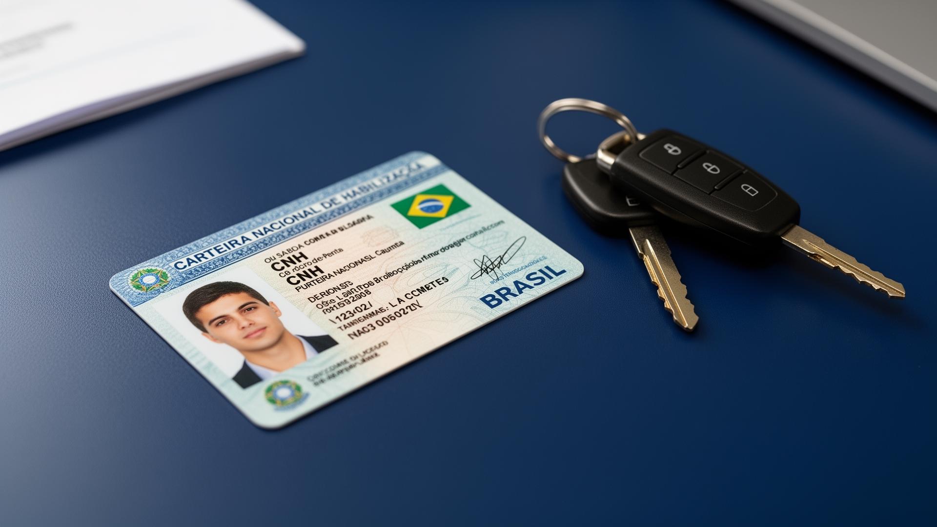 Carteira Nacional de Habilitação sobre mesa